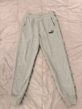 Puma Men’s Heather Gray Fleece Joggers - Size Medium